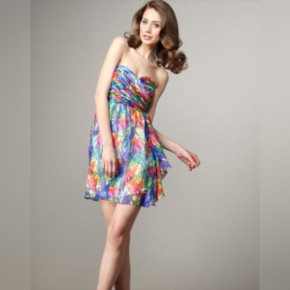 Anthropologie Shoshanna Watercolor Floral Strapless Dress